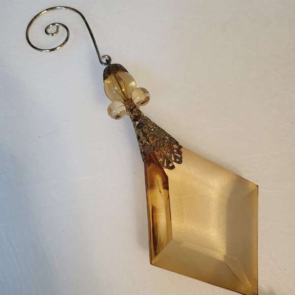 Vintage Christmas Ornament Amber Crystal Large Holiday Decor Tree Hanging - Picture 2 of 8